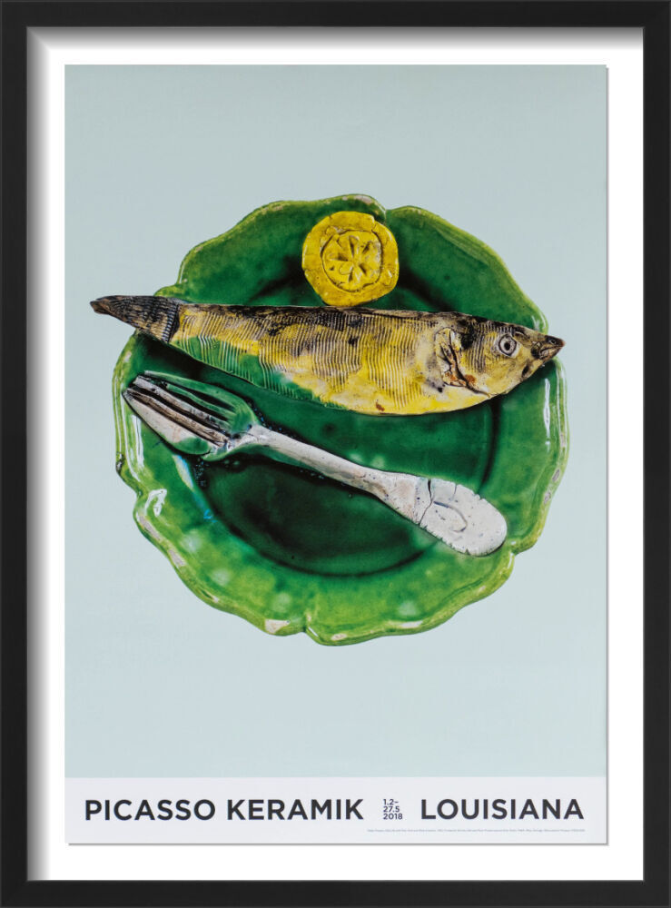 Still-life with fish, fork and slice of lemon, 1955 Framed Art Print by Pablo Picasso