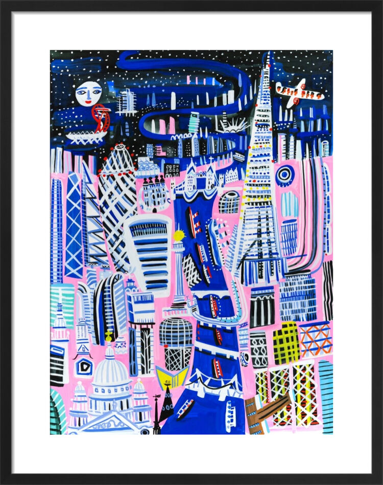 The River Thames at Night Framed Art Print by Christopher Corr