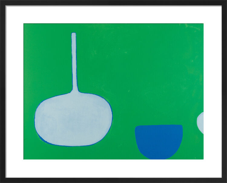 Bottle and Bowl, Blues on Green, 1970 Framed Art Print by William Scott