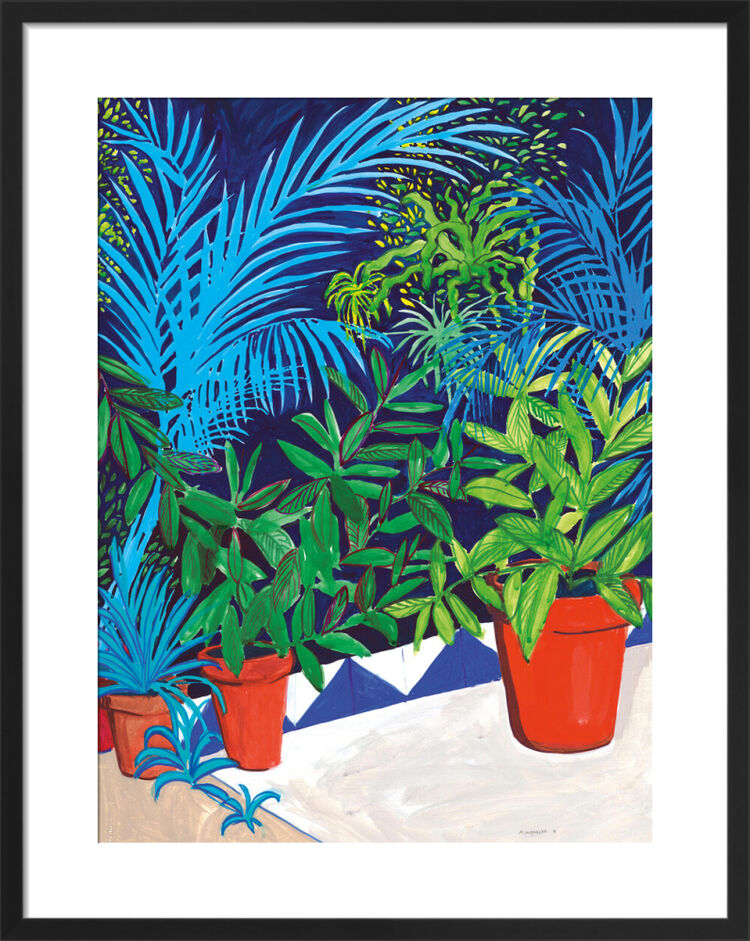 Patio in Barcelona with terracotta pots Framed Art Print by Marta Chojnacka