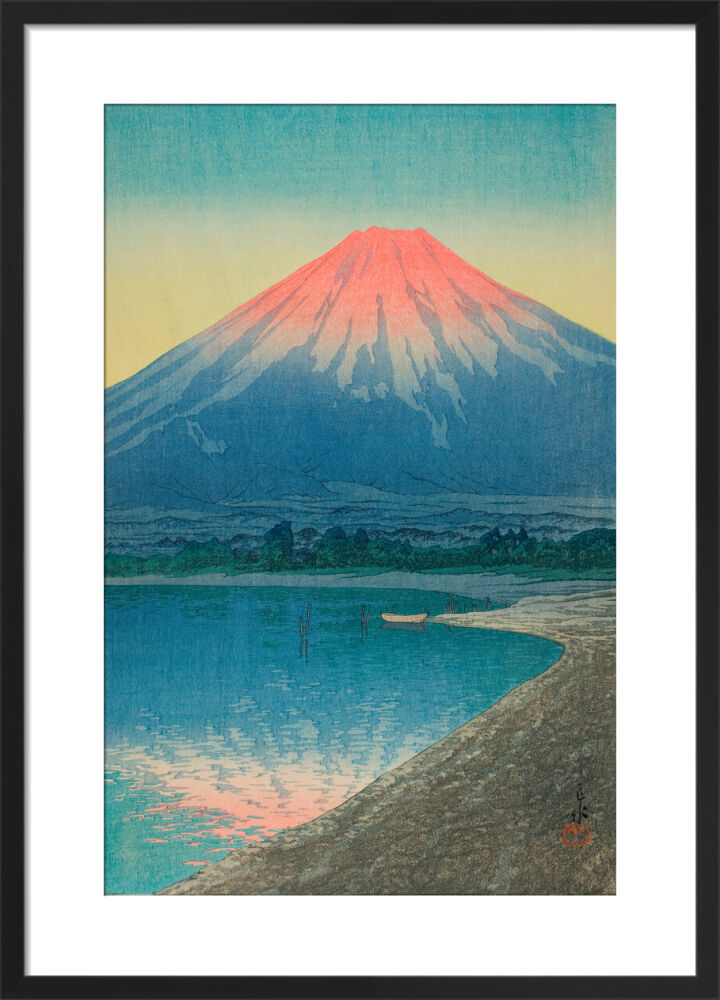 Daybreak over Lake Yamanaka Framed Art Print by Hasui Kawase