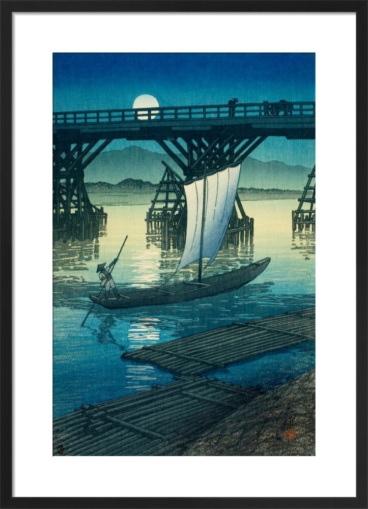 Asahi Bridge, Ojiya Framed Art Print by Hasui Kawase