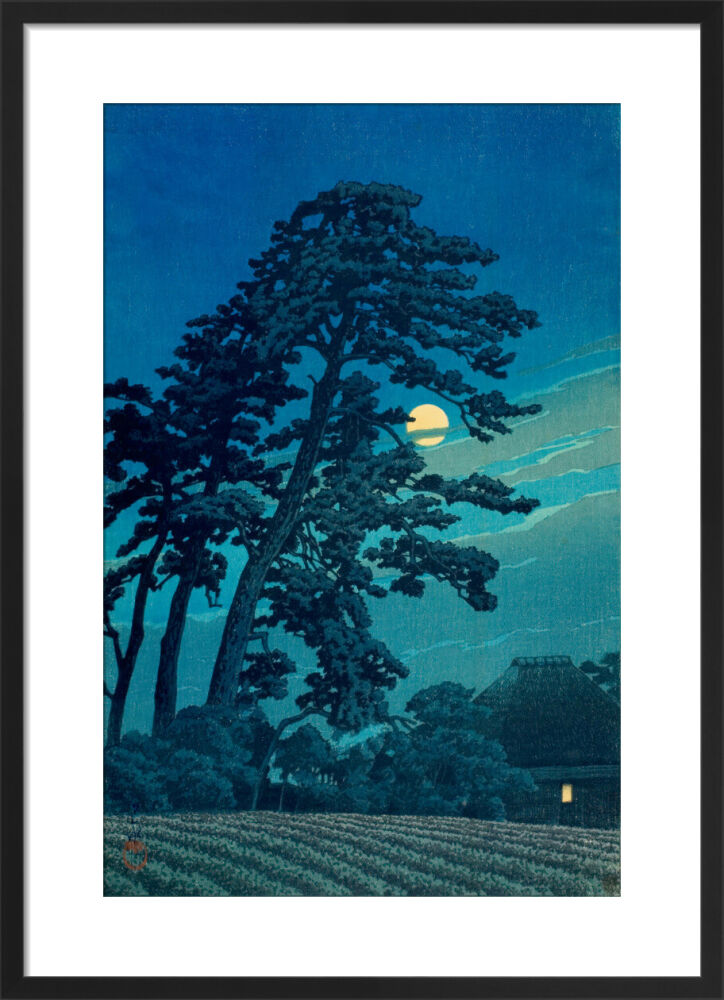 Moon at Umagome Framed Art Print by Hasui Kawase