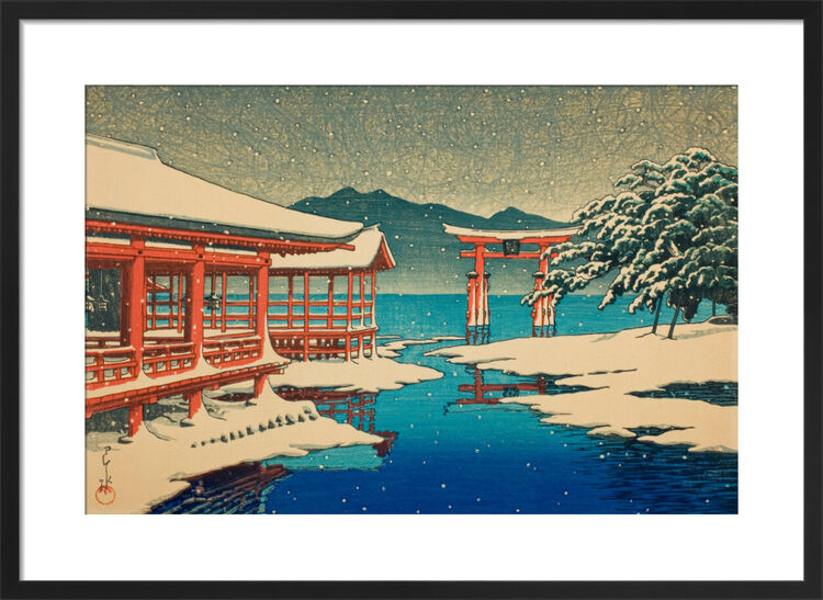 Miyajima Shrine in Snow Framed Art Print by Hasui Kawase
