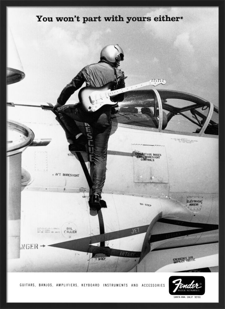You won't part with yours either, Jet Pilot Framed Art Print by Fender