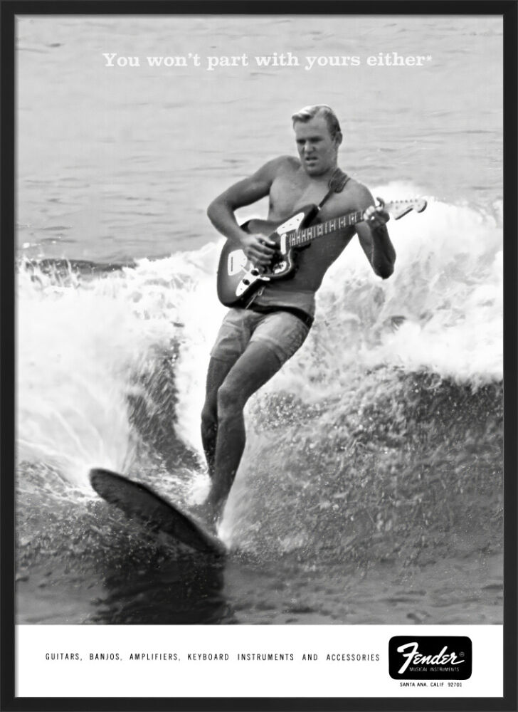 You won't part with yours either, Surfer Framed Art Print by Fender