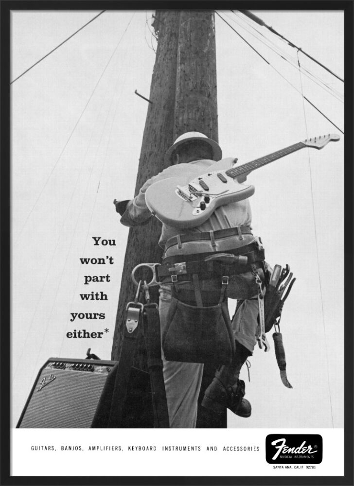 You won't part with yours either, Lineman Framed Art Print by Fender