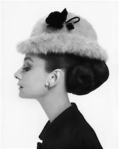 Audrey Hepburn wearing a Givenchy hat #2, Vogue August 1964 Framed Art print by Cecil Beaton