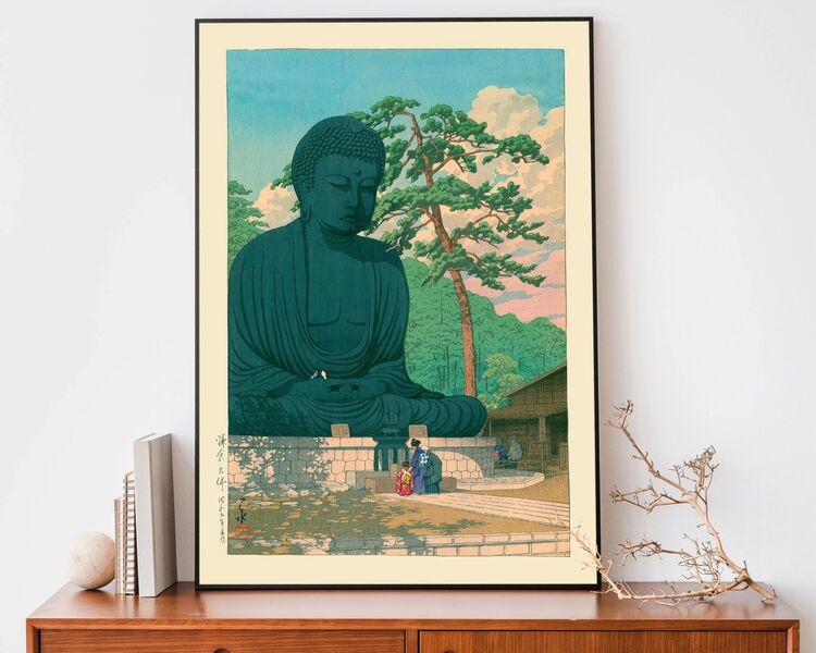 Great Buddha Framed Art Print by Hasui Kawase