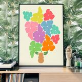 Simple Vase and Multicoloured Flowers Paint Framed Print