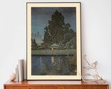 Rain At Omiya Framed Art Print by Hasui Kawase