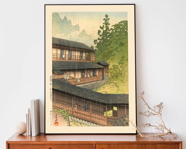 Sakunami Hot Springs Framed Art Print by Hasui Kawase