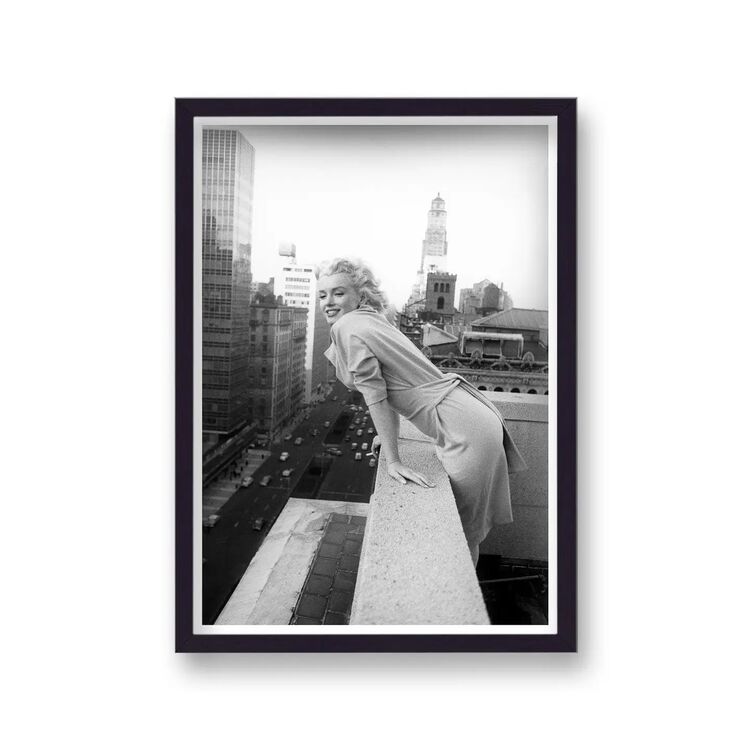 Marilyn Monroe in New York Looking To Street from Rooftop Framed Art Print from the Marilyn Monroe Collection