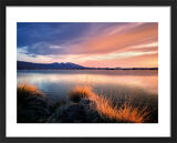 Sunrise on Borax Pond Framed Art Print by Dennis Frates
