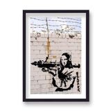 Mona Lisa with Bazooka Framed Art Print by Banksy