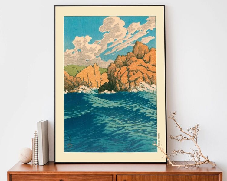 Japanese Ocean Framed Art Print by Hasui Kawase
