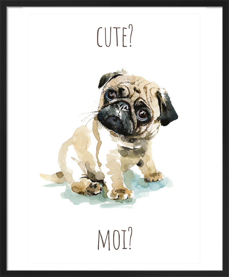 Pug Framed Art Print by Louise Nisbet