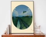Cherry Blossoms in the Night Framed Art Print by Hasui Kawase