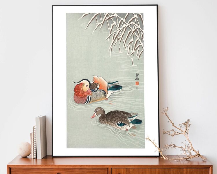 Mandarin Ducks Framed Art Print by Hasui Kawase