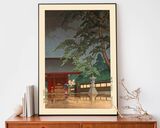 Spring Rain At Gokoku-Ji Framed Art Print by Hasui Kawase