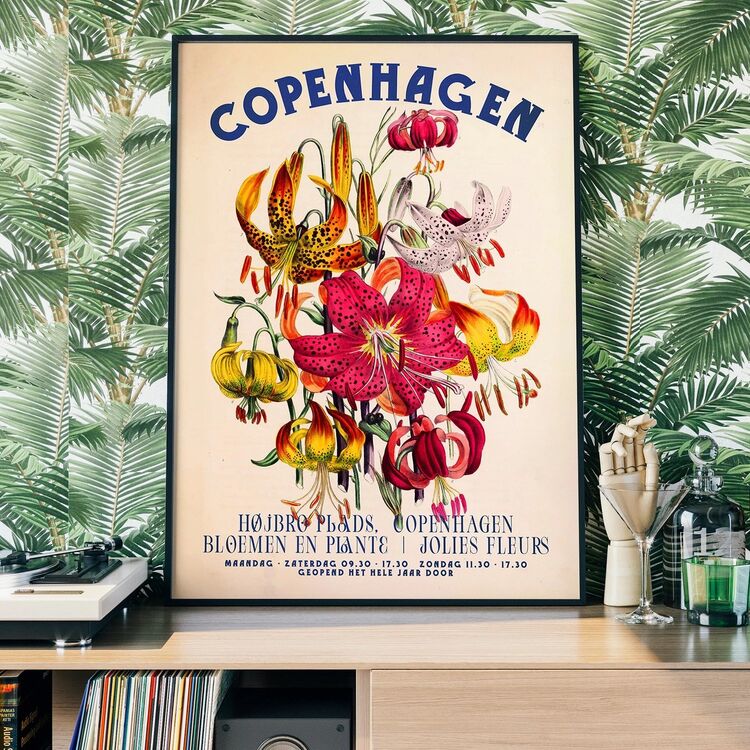 Copenhagen Vintage Bouquet Floral Poster Framed Print