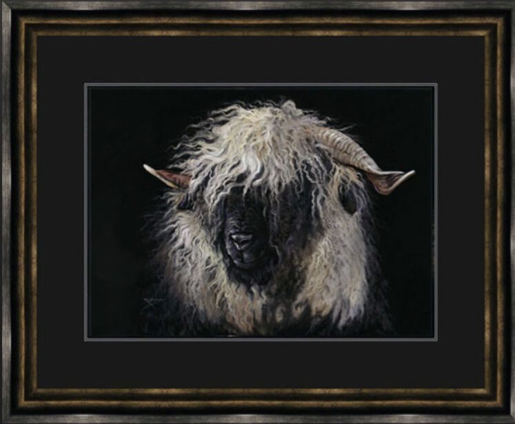 Miss Valais - Valais Ewe Framed Limited Edition Art Print by Kay Johns