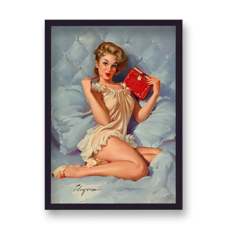 1960's Inspired Pin Up Girl in Sheer Nightdress Poster by Gil Elvgren
