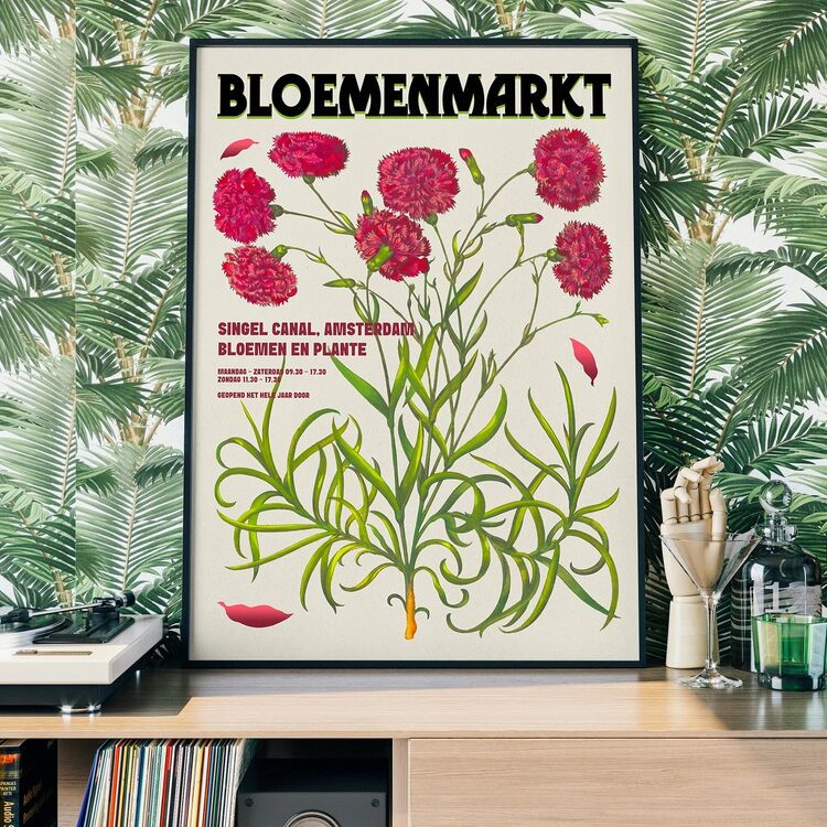 Amsterdam Bloemenmarkt Flower Market Pink Flowers Framed Print