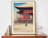 Fine Day After Snow At Asakusa Temple Framed Art Print by Hasui Kawase