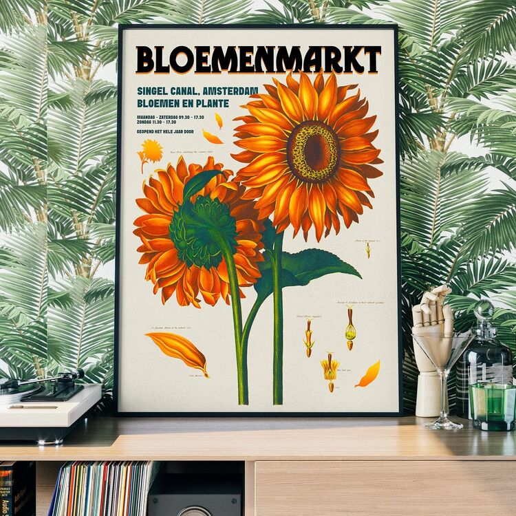 Amsterdam Bloemenmarkt Flower Market Sunflowers Framed Print