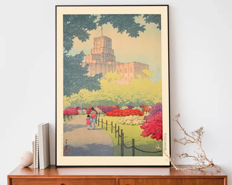Hibiya Park in Spring Framed Art Print by Hasui Kawase