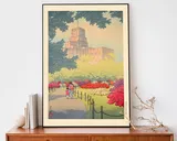 Hibiya Park in Spring Framed Art Print by Hasui Kawase