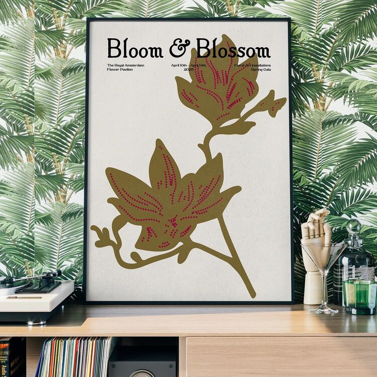 Bloom & Blossom Brown Flowers Poster Framed Print