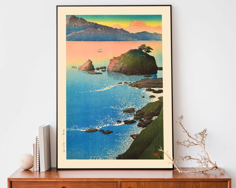 Kude Beach in Wakasa Framed Art Print by Hasui Kawase