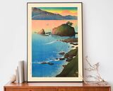 Kude Beach in Wakasa Framed Art Print by Hasui Kawase