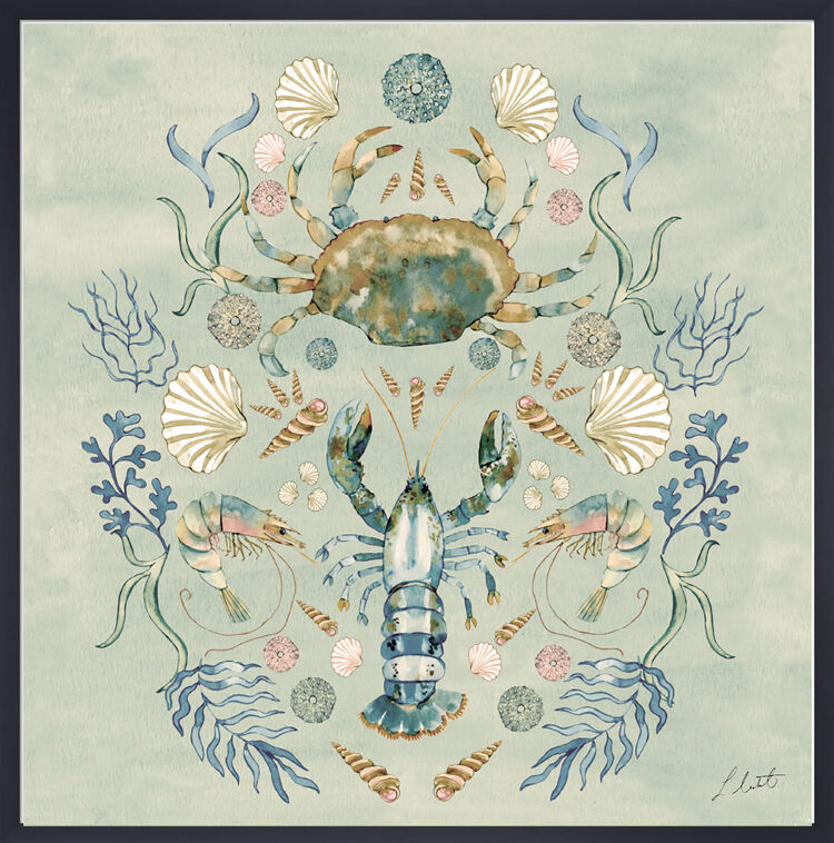 Crustacean Celebration - Pebble Framed Art Print by Louise Nisbet