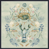 Crustacean Celebration - Pebble Framed Art Print by Louise Nisbet