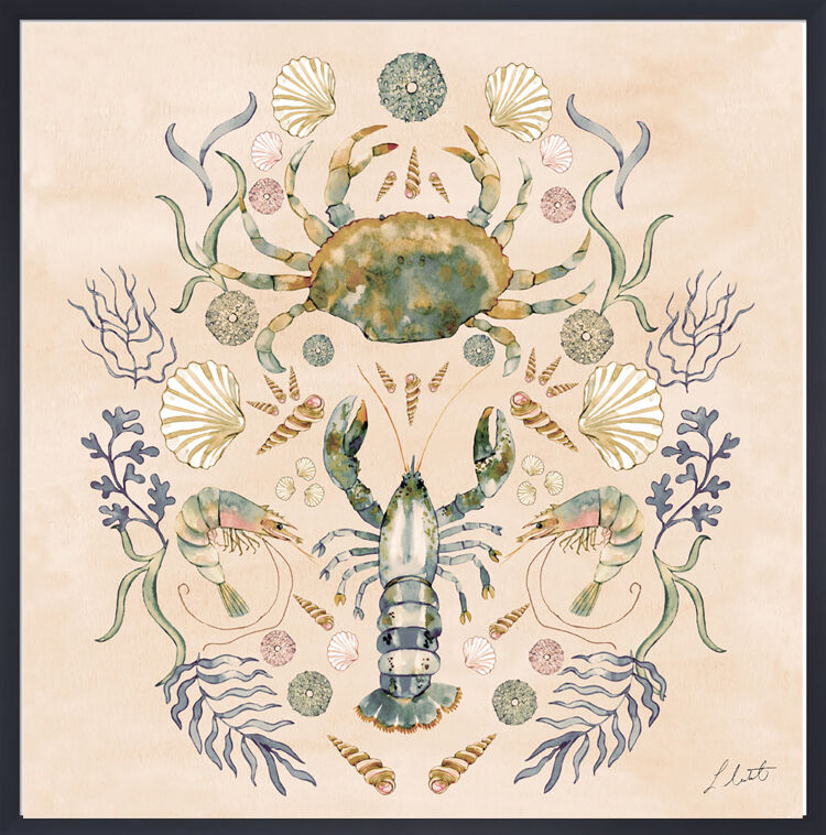 Crustacean Celebration - Sand Framed Art Print by Louise Nisbet