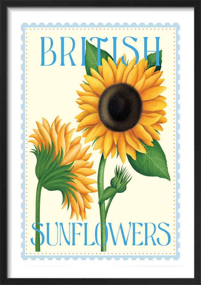 British Sunflowers Framed Art Print by Tall Boy Prints