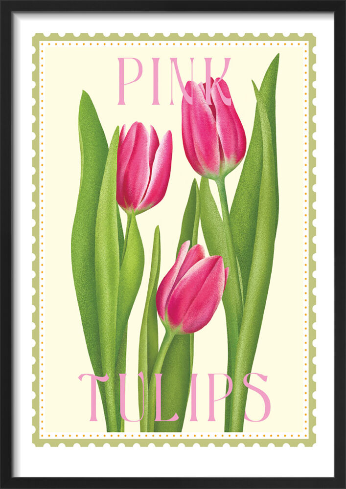 Pink Tulips Framed Art Print by Tall Boy Prints