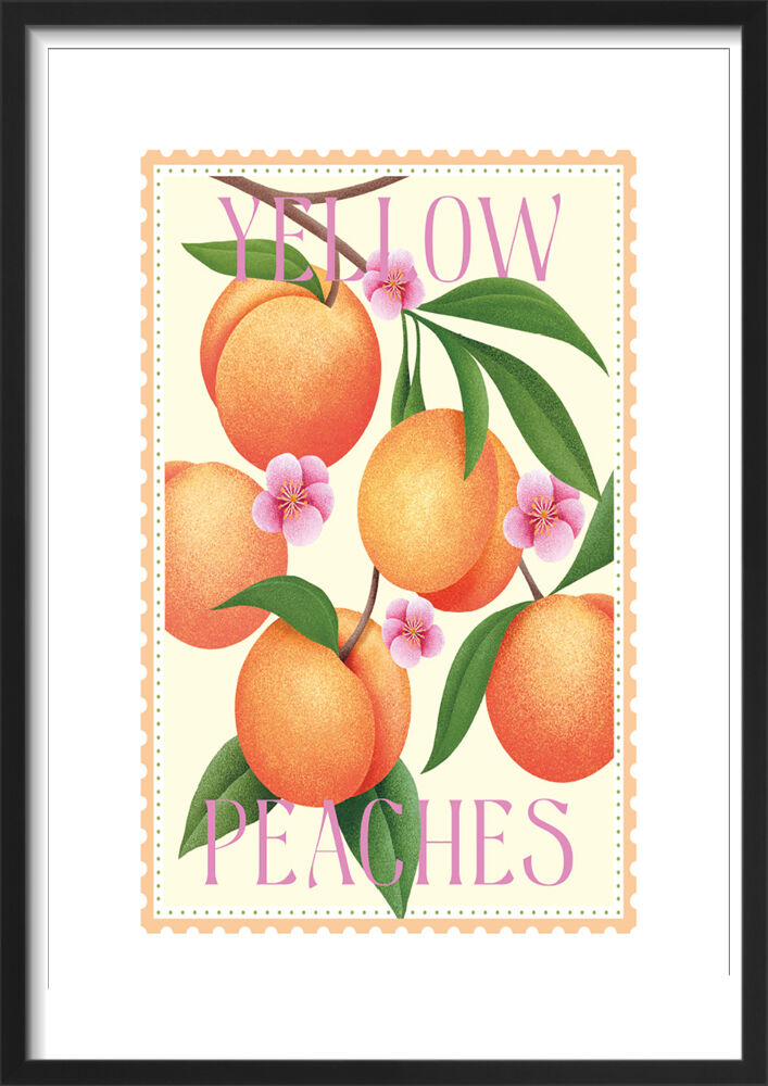 Yellow Peaches Framed Art Print by Tall Boy Prints