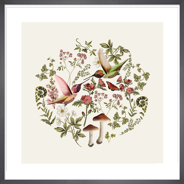 Woodland Hummingbirds Framed Art Print by Tall Boy Prints