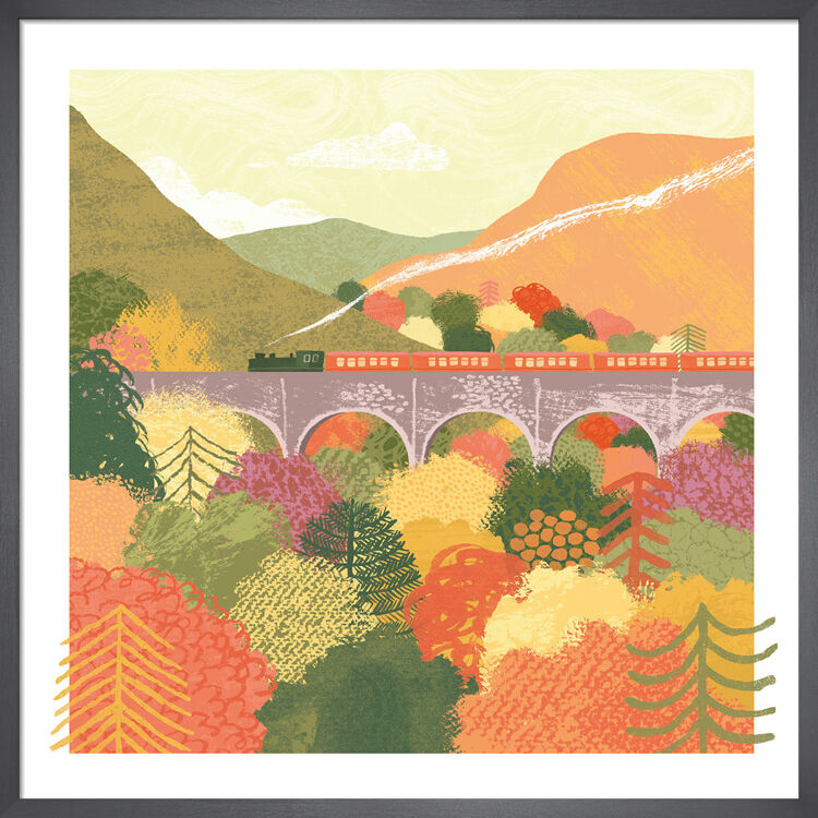 Autumn Train Framed Art Print by Tall Boy Prints