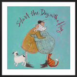 Start the Day with a Hug Framed Art Print by Sam Toft