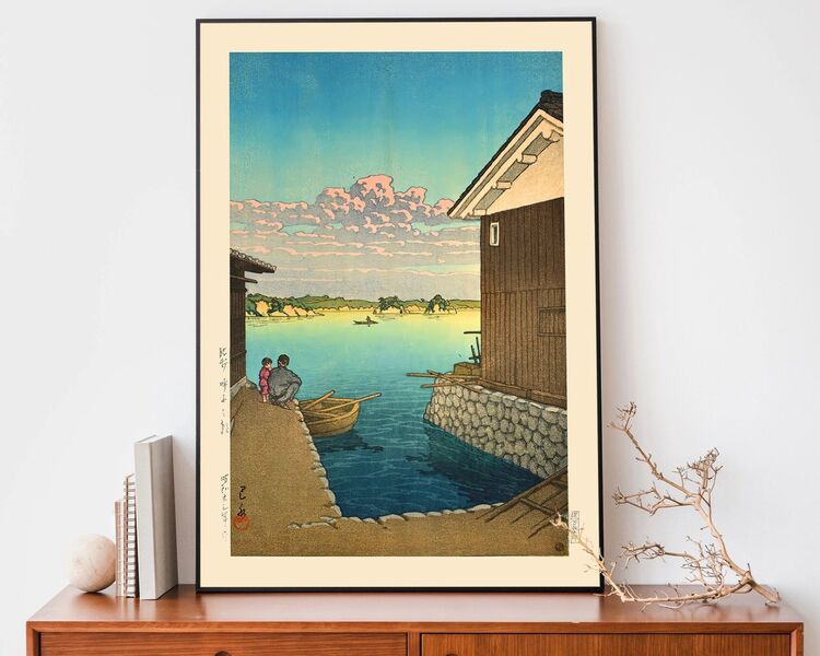 Morning in Yobuko, Hizen Framed Art Print by Hasui Kawase