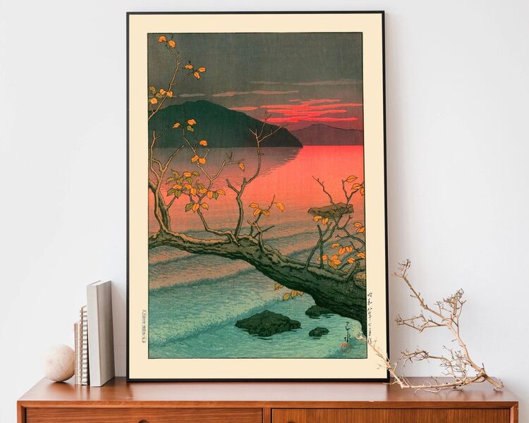 Nenokuchi Lake Framed Art Print by Hasui Kawase