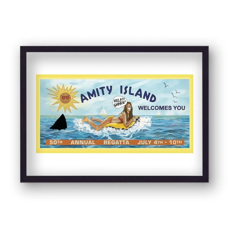 Jaws Reimagined New 9 Amity Island Billboard Vintage Movie Poster