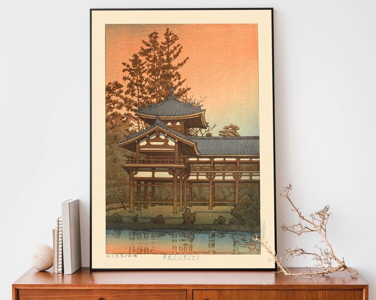 Phoenix Hall, Byodo Temple, Uji Framed Art Print by Hasui Kawase