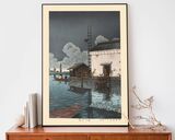 Rain At Ushibori Framed Art Print by Hasui Kawase