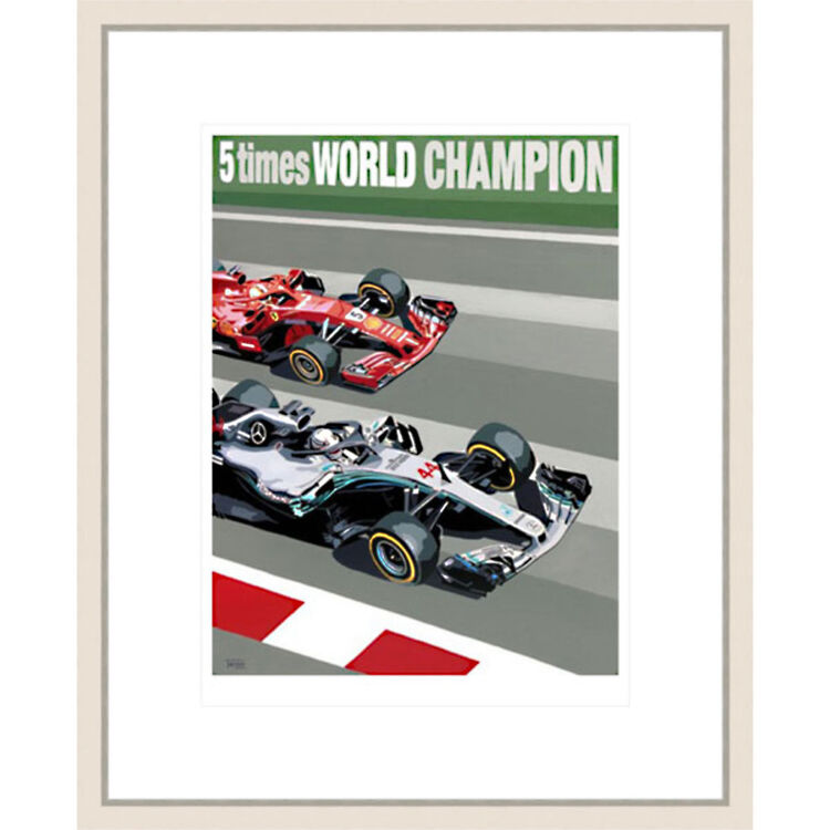 Lewis Hamilton - Five Times World Champion Framed Limited Edition Art Print by Simon Taylor